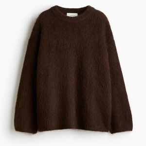 H&M NWT OVERSIZED MOHAIR BLEND CHOCOLATE BROWN SWEATER